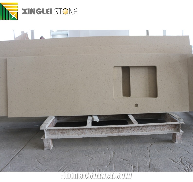 Crystal Particles Beige Quartz Slabs,Tiles,Wall