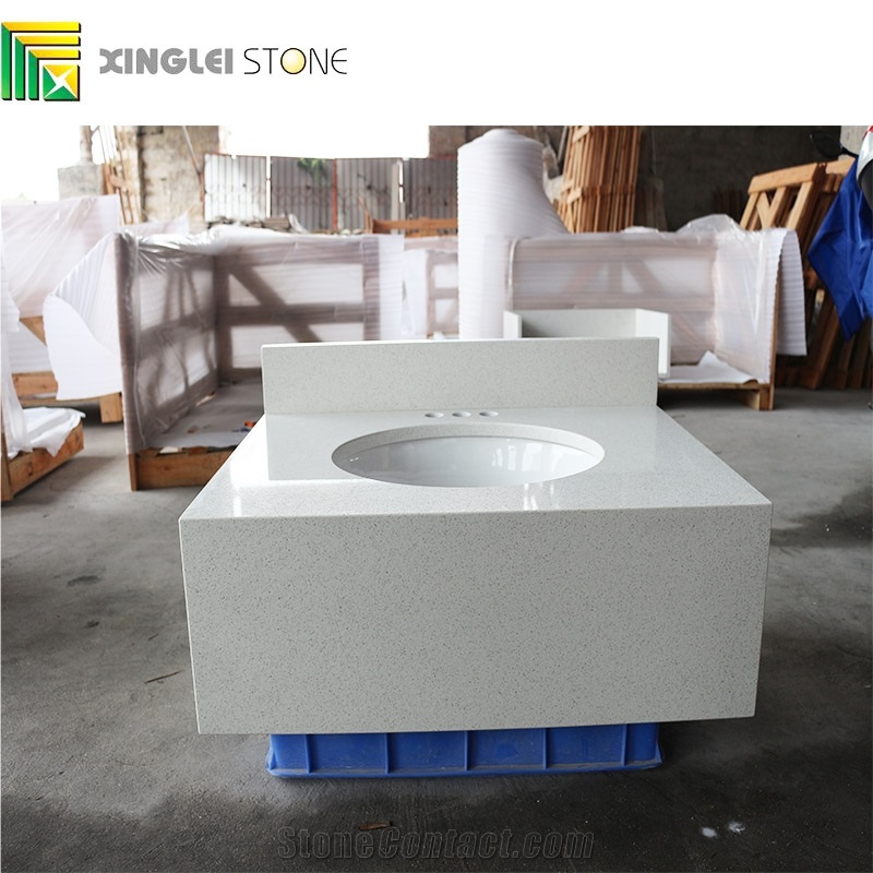 Crystal White Quartz Bath Tops/Vanities, White Quartz Bathroom Tops