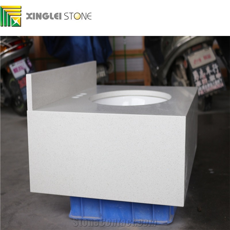 Crystal White Quartz Bath Tops/Vanities, White Quartz Bathroom Tops