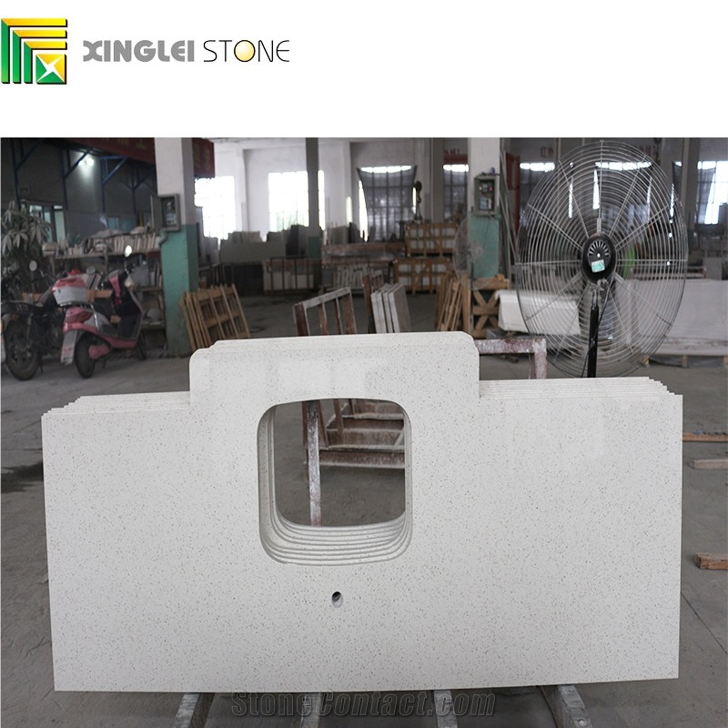 Crystal White Quartz Countertops, Galaxy White Artificial Stone Tops