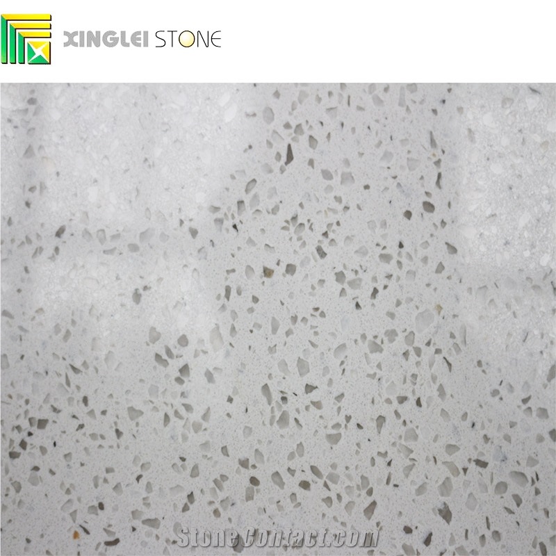 Crystal White Quartz Countertops, Galaxy White Artificial Stone Tops