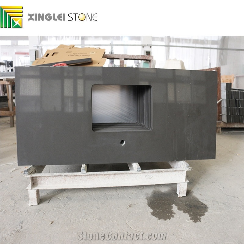 Pure Grey Quarz Bath Tops/ Vanities, Grey Artificial Quartz Countertop