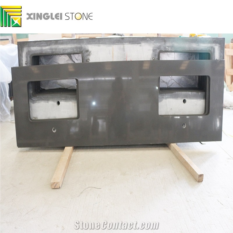 Pure Grey Quarz Bath Tops/ Vanities, Grey Artificial Quartz Countertop