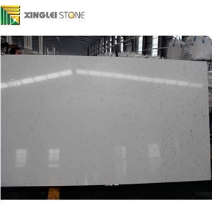 White Quartz Slabs, White Marble Look Quartz with Small Veins