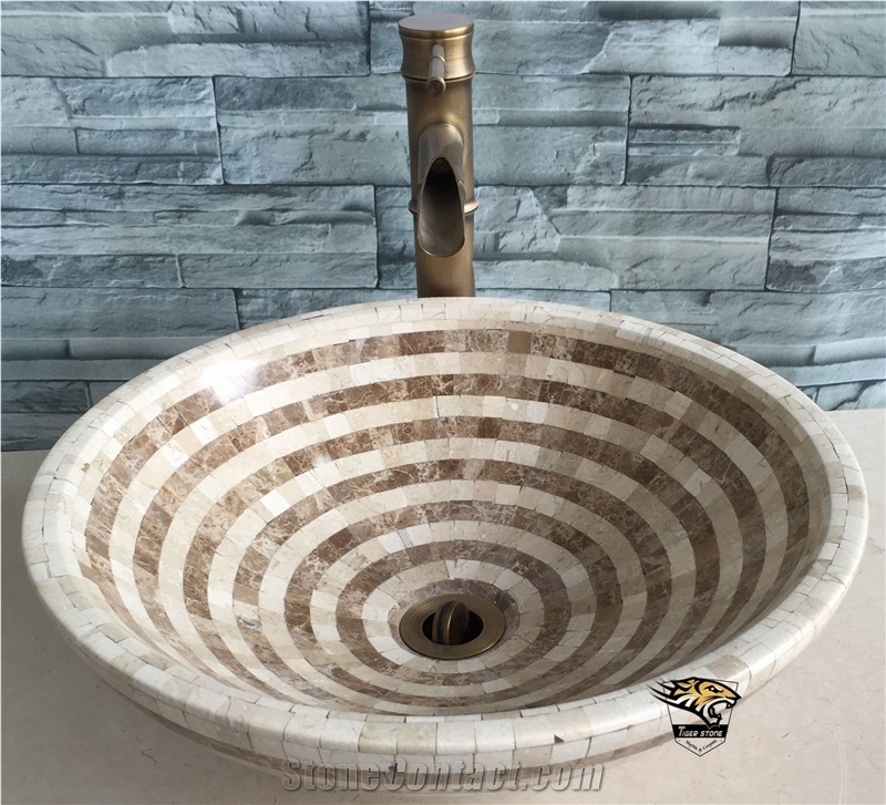 Mosaic Wash Basin Round Shape