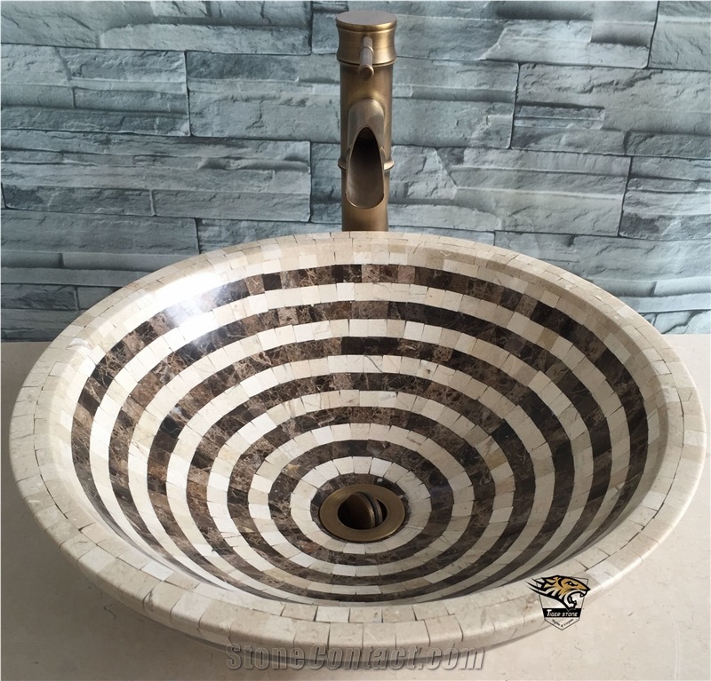 Mosaic Wash Basin Round Shape