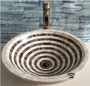 Mosaic Wash Basin Round Shape