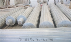 Marble Column Base, Top, Blanco Macael White Marble Column