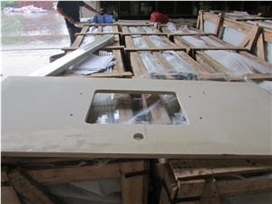 Artificial Pure White Quartz Prefab Countertop, Quartz Countertops