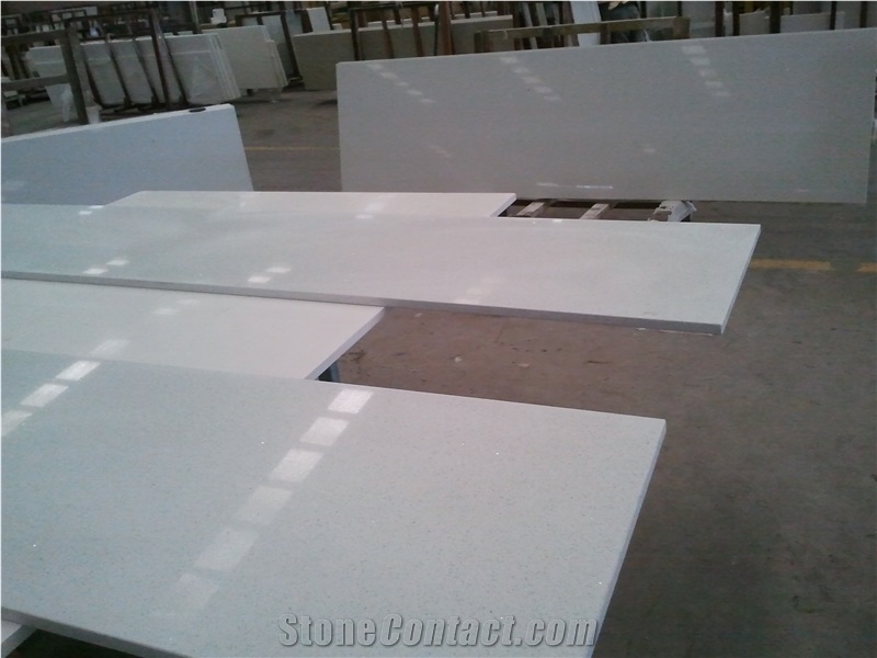 Artificial Pure White Quartz Prefab Countertop, Quartz Countertops