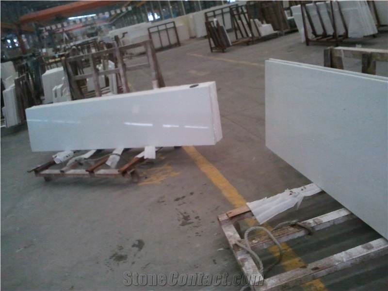 Artificial Pure White Quartz Prefab Countertop, Quartz Countertops