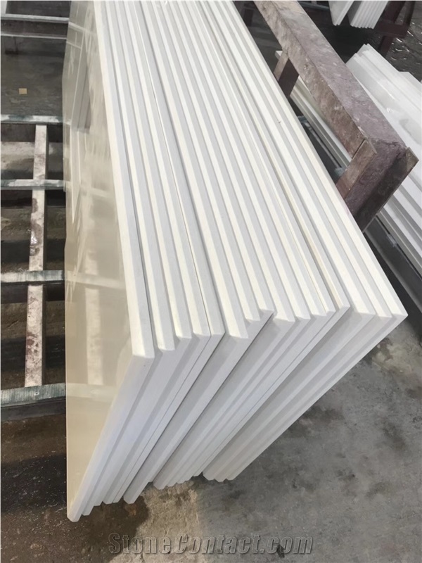 Pure White Quartz Kitchen Tops,Quartz Pre-Fabricated Countertop