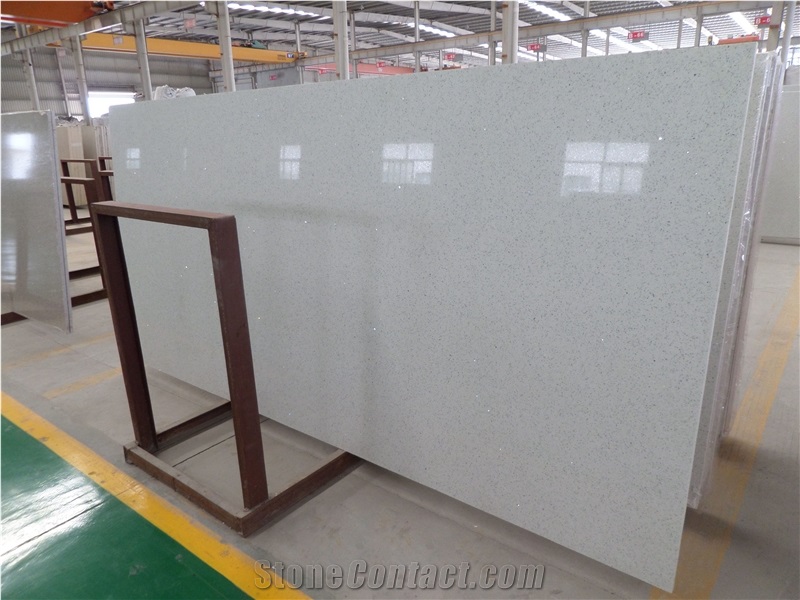 Sparkling White Quartz, Crystal White Quartz, White Quartz Slab