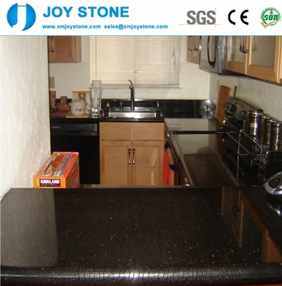 Hot Sale Cheap Perfab Polish Black Galaxy Granite Ktichen Countertop
