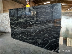 Black Fantasy Granite Slabs & Tiles, India Black Granite