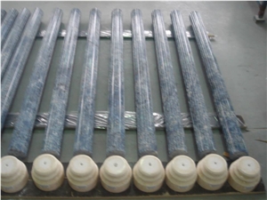 White Marble+Azul Bahina Granite Custom Balustrades