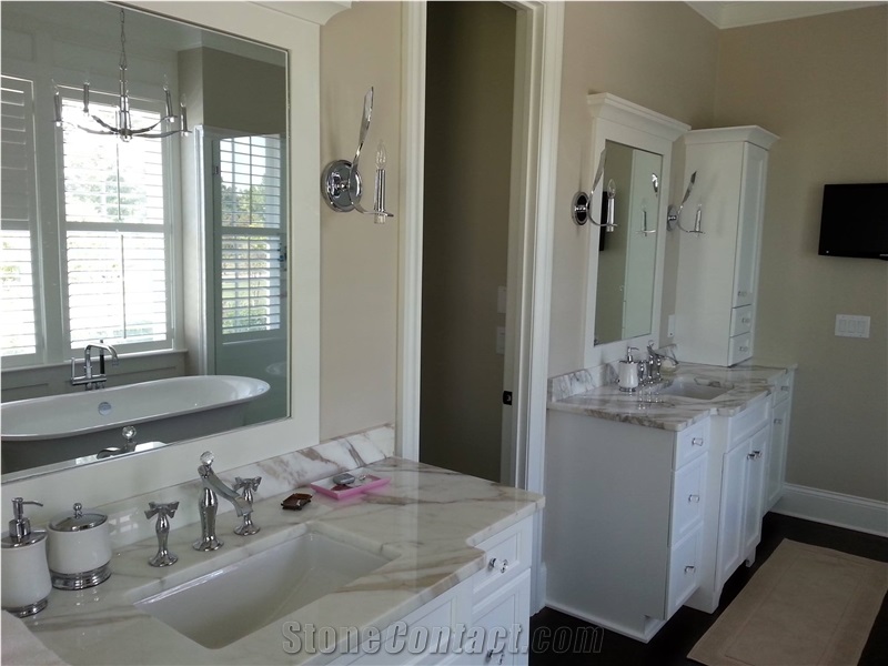 Another Great Project Calacatta Gold Marble Master Vanity Top