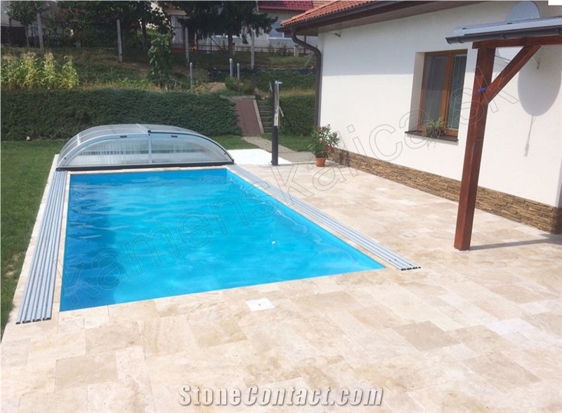 Classic Travertine 3cm Sawn Cut Pool Pavers, Pool Coping