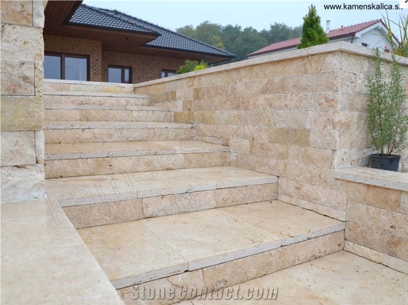 Classic Travertine 3cm Sawn Cut Pool Pavers, Pool Coping