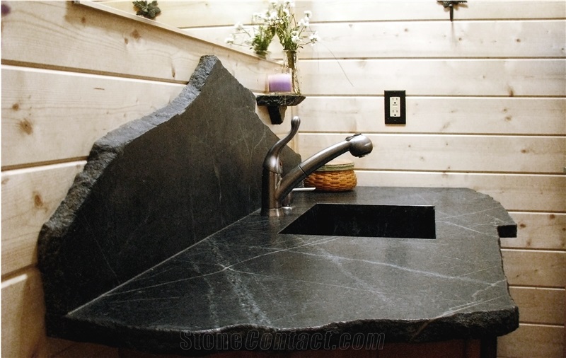 Black Minas Soapstone Bathroom Top Custom Design