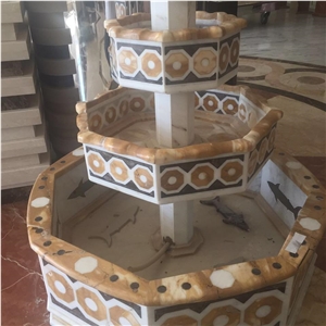 Marble Waterjet Inlay Garden Fountain