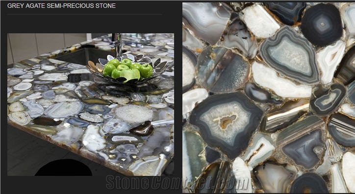 Grey Agate Semi Precious Stone