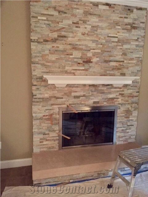 Modern Fireplace- Installed 6x24 Ledger Panels