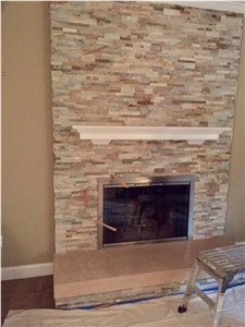 Modern Fireplace- Installed 6x24 Ledger Panels