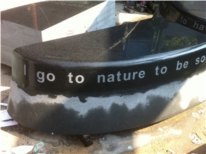 G684 Black Basalt Bench Polish with Letter Sculpture