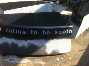 G684 Black Basalt Bench Polish with Letter Sculpture