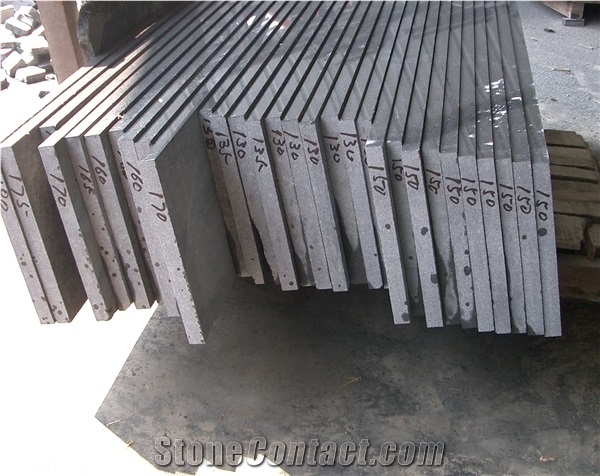 G684 Polished Black Basalt Floor Staircase, Steps, G684 Black Stone