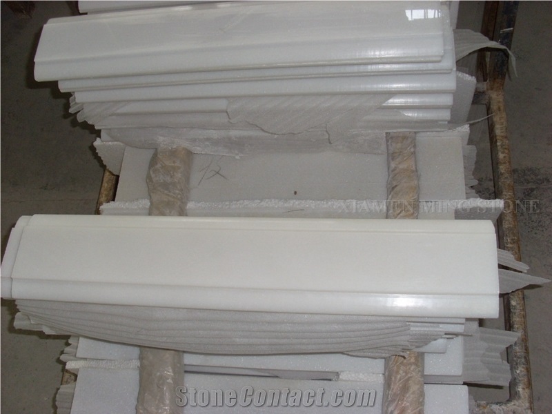 China Pure Crystal White Marble Border Lines,Pencil Wall Molding Panel Tile