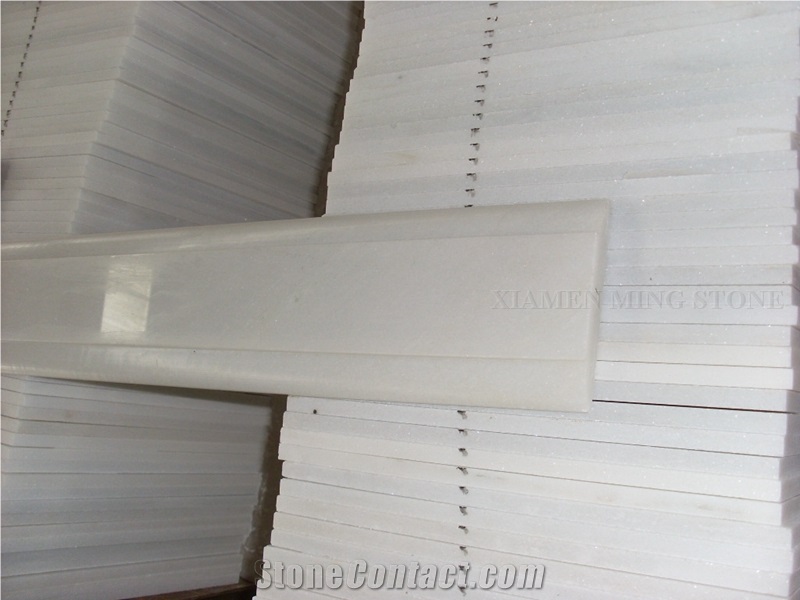 China Pure Crystal White Marble Border Lines,Pencil Wall Molding Panel Tile