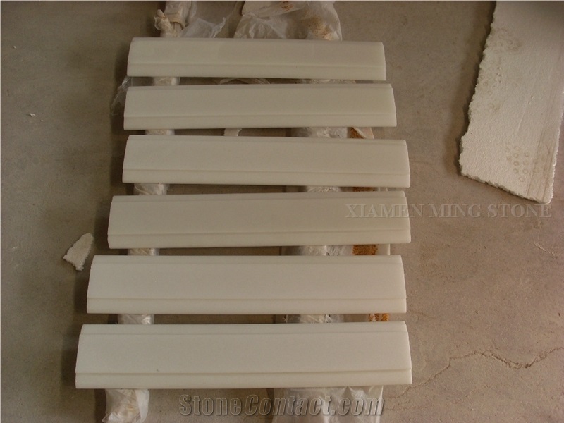 China Pure Crystal White Marble Border Lines,Pencil Wall Molding Panel Tile