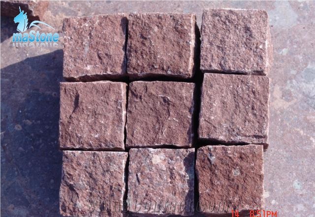 Red Porphyry, Cobblestone Paving Stone, Dayang Red Porphyry Paver