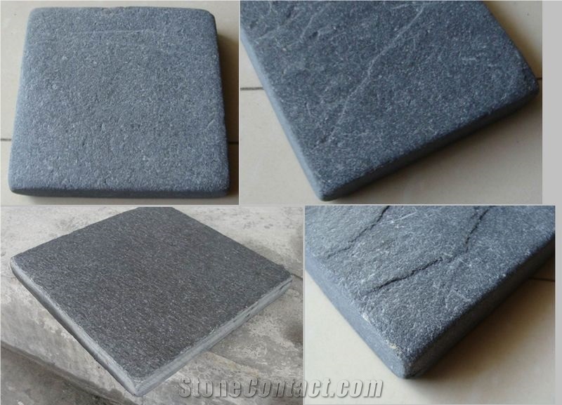 China Natural Black Slate Tiles,Pattern,Split Slate,Tumbled Pave Stone
