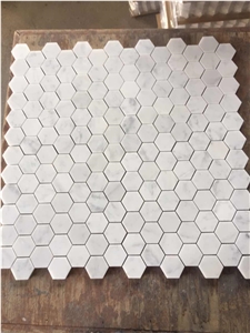 Hexagon Mosaic Tiles,Carrara White Marble,Backsplash,Leiyanstone Floor