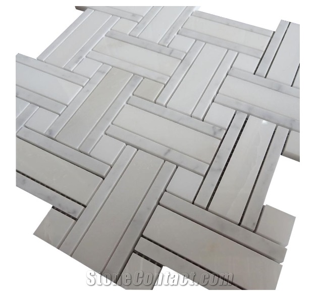 New Design Basketweave Mosaic in Carrara White Marble,Backsplash,Wall
