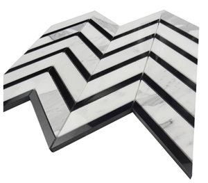 White and Black Marble Mosaic Tiles,Chevron,Kitchen Back Splash,Leiyan