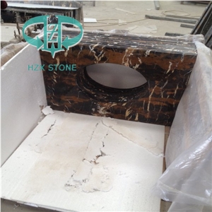 Portoro Marble Bath Countertops Bath Top,Black and Gold Marble