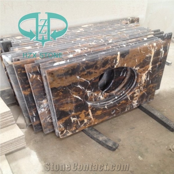 Portoro Marble Bath Countertops Bath Top,Black and Gold Marble