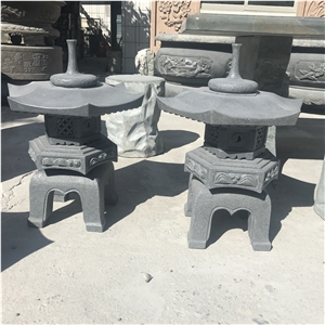 Black Granite Japanese Landscaping Lanterns