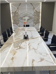 Custom Cut Marble Bar Top Calacatta Gold Commercial Countertops