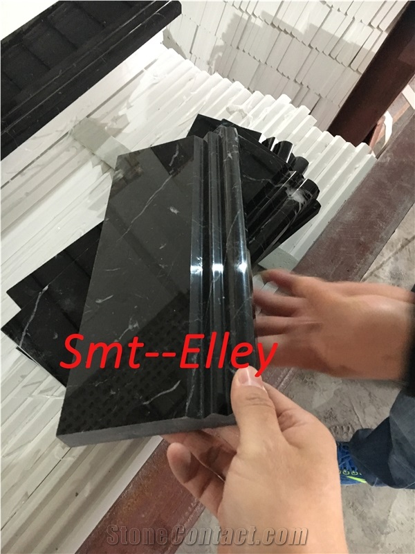Custom Cut Marble Borders Black Marquina Baseboard for Wall Mouldings