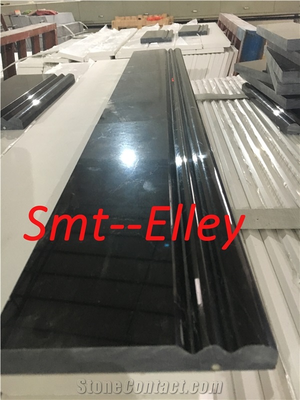 Custom Cut Marble Borders Black Marquina Baseboard for Wall Mouldings