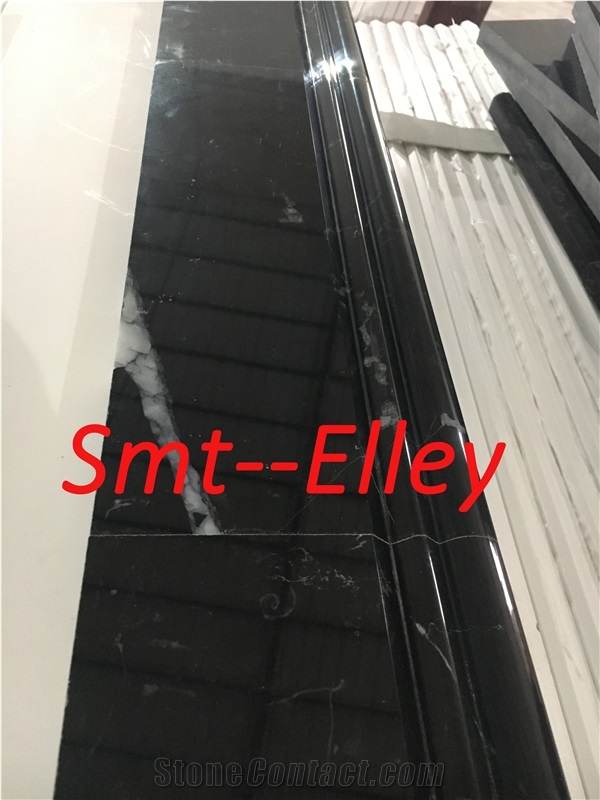 Custom Cut Marble Borders Black Marquina Baseboard for Wall Mouldings