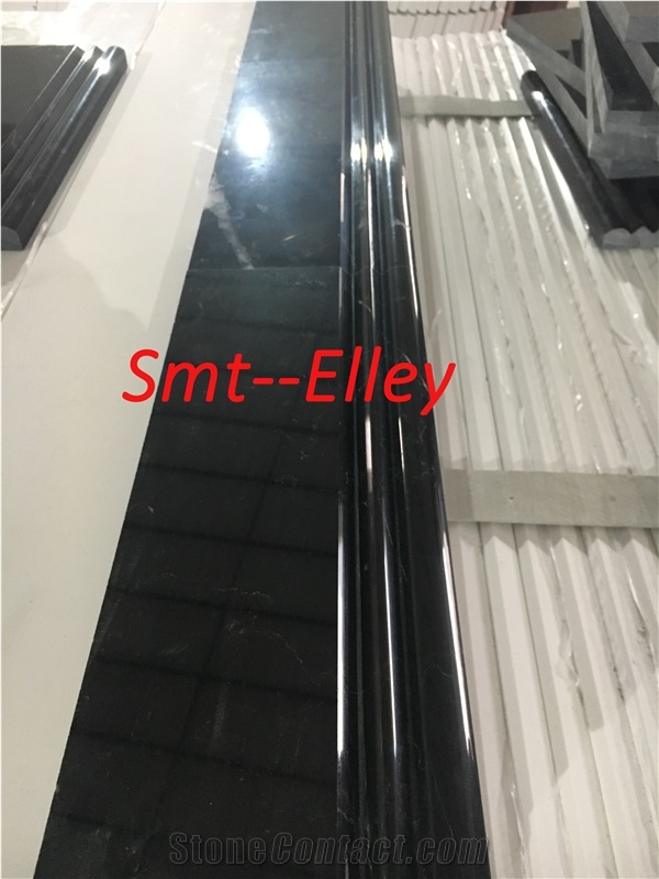 Custom Cut Marble Borders Black Marquina Baseboard for Wall Mouldings