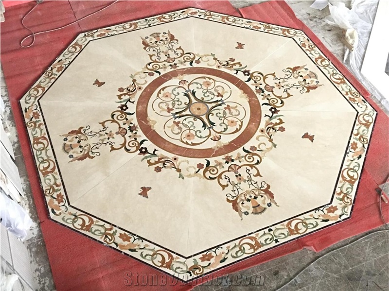 Custom Marble Waterjet Medallions Marble Rosettes for Floor Medallions
