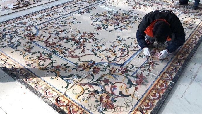 Decorative Marble and White Onyx Carpet Medallions for Floor