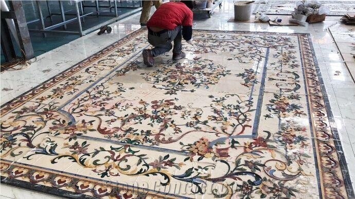 Decorative Marble and White Onyx Carpet Medallions for Floor